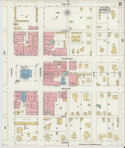 Sanborn Fire Insurance Map from McKinney, Collin County, Texas (1897), Sheet #0008 - Complete Map Set gallery image, historic Sanborn map, vintage wall art, Texas Texas