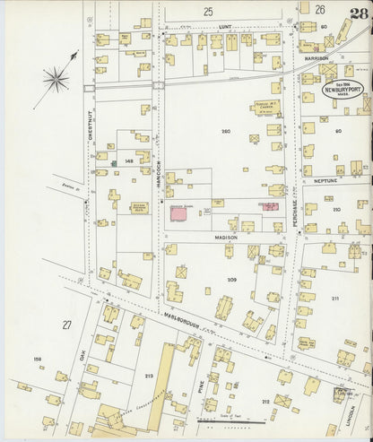 Sanborn Fire Insurance Map from Newburyport, Essex County, Massachusetts (1906), Sheet #0028 - Complete Map Set gallery image, historic Sanborn map, vintage wall art, Massachusetts Massachusetts