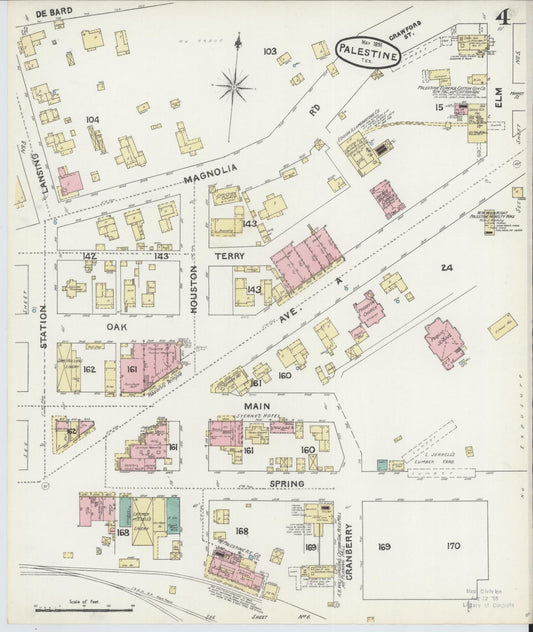 Sanborn Fire Insurance Map from Palestine, Anderson County, Texas (1891), Sheet #0004 - Historic Sanborn Fire Insurance Map Print, vintage old map wall art, antique decor, genealogy gift, Texas Texas map