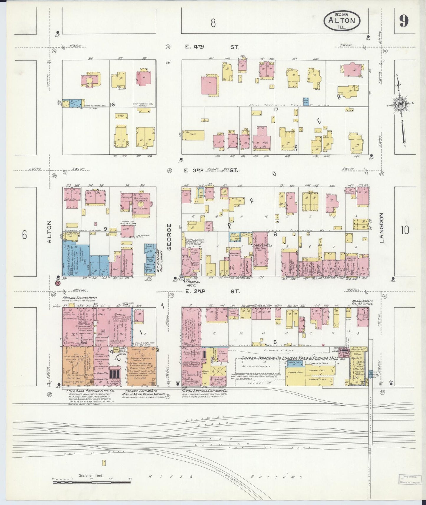 Sanborn Fire Insurance Map from Alton, Madison County, Illinois (1915), Sheet #0009 - Complete Map Set gallery image, historic Sanborn map, vintage wall art, Illinois Illinois