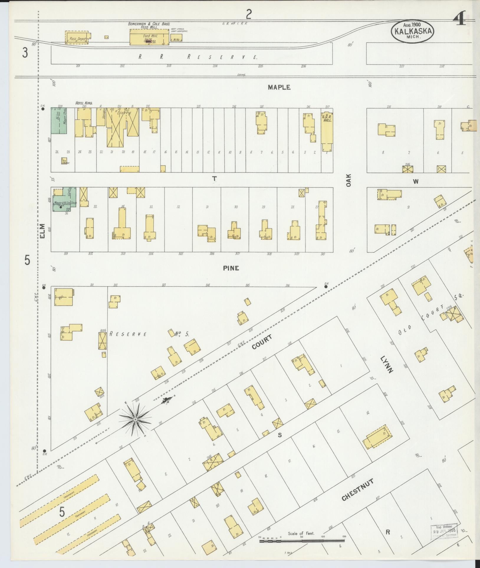 Sanborn Fire Insurance Map from Kalkaska, Kalkaska County, Michigan (1900), Sheet #0004 - Complete Map Set gallery image, historic Sanborn map, vintage wall art, Michigan Michigan