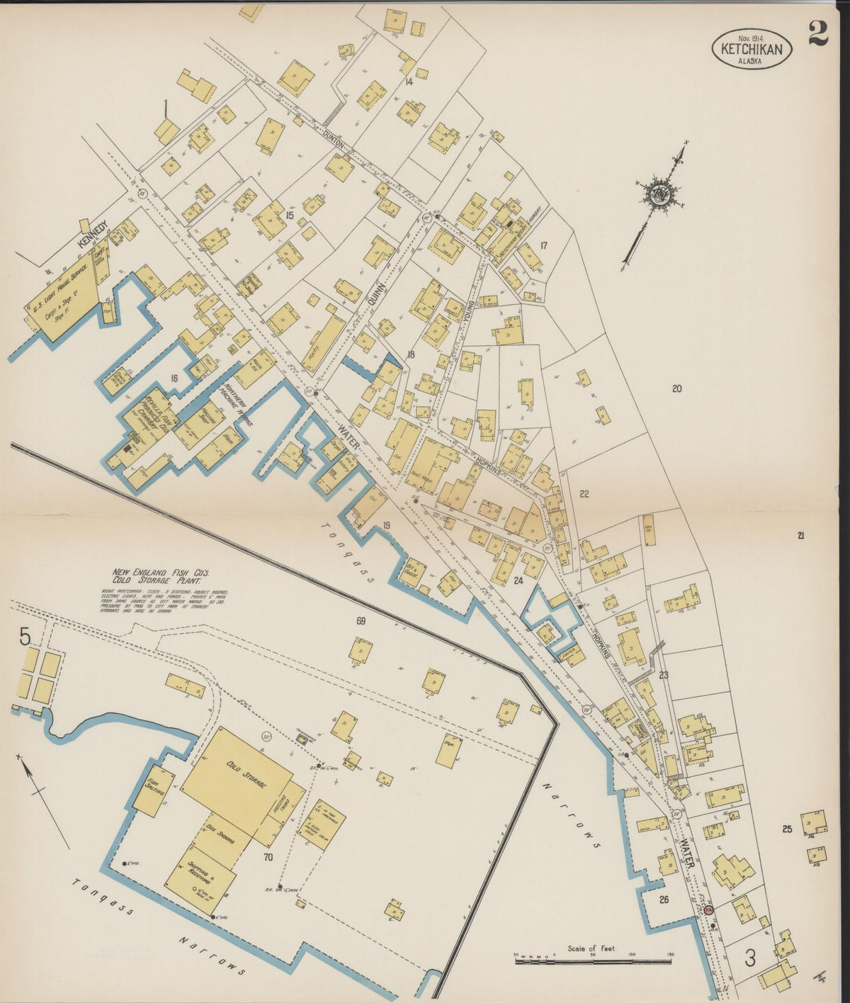 Sanborn Fire Insurance Map from Ketchikan, Ketchikan Census Division, Alaska (1914), Sheet #0002 - Historic Sanborn Fire Insurance Map Print, vintage old map wall art, antique decor, genealogy gift, Alaska Alaska map