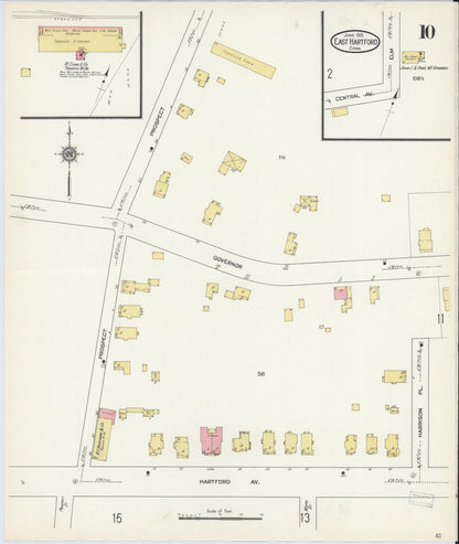 Sanborn Fire Insurance Map from East Hartford, Hartford County, Connecticut (1913), Sheet #0010 - Complete Map Set gallery image, historic Sanborn map, vintage wall art, Connecticut Connecticut