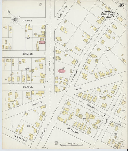 Sanborn Fire Insurance Map from Dunkirk, Chautauqua County, New York (1893), Sheet #0016 - Complete Map Set gallery image, historic Sanborn map, vintage wall art, New York New York