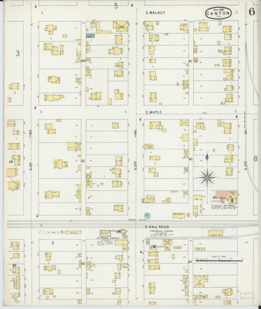 Sanborn Fire Insurance Map from Canton, Fulton County, Illinois (1896), Sheet #0006 - Historic Sanborn Fire Insurance Map Print, vintage old map wall art, antique decor, genealogy gift, Illinois Illinois map