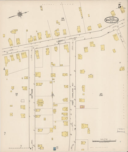 Sanborn Fire Insurance Map from Monticello, Sullivan County, New York (1921), Sheet #0005 - Historic Sanborn Fire Insurance Map Print, vintage old map wall art, antique decor, genealogy gift, New York New York map