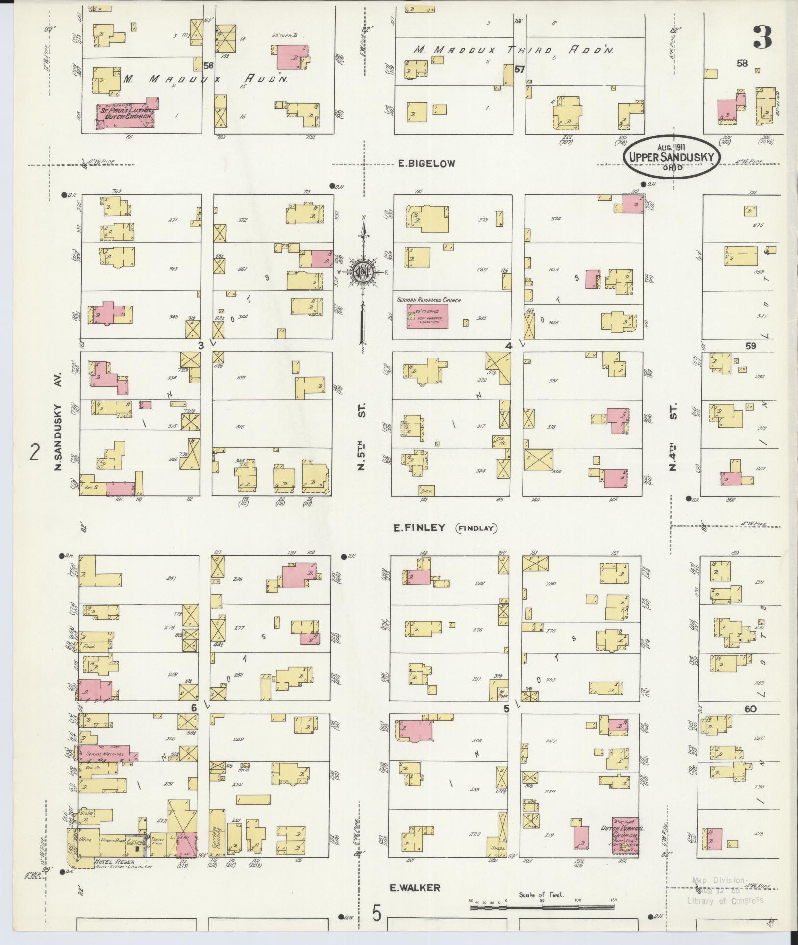 Sanborn Fire Insurance Map from Upper Sandusky, Wyandot County, Ohio (1911), Sheet #0003 - Complete Map Set gallery image, historic Sanborn map, vintage wall art, Ohio Ohio
