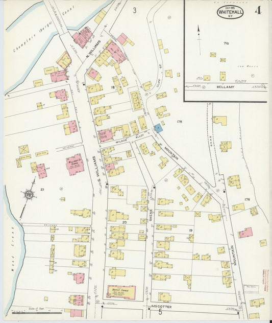 Sanborn Fire Insurance Map from Whitehall, Washington County, New York (1915), Sheet #0004 - Historic Sanborn Fire Insurance Map Print, vintage old map wall art, antique decor, genealogy gift, New York New York map