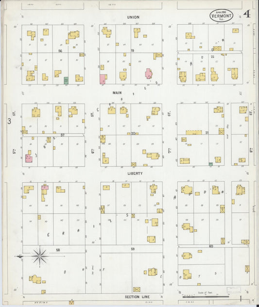 Sanborn Fire Insurance Map from Vermont, Fulton County, Illinois (1900), Sheet #0004 - Historic Sanborn Fire Insurance Map Print, vintage old map wall art, antique decor, genealogy gift, Vermont Vermont map