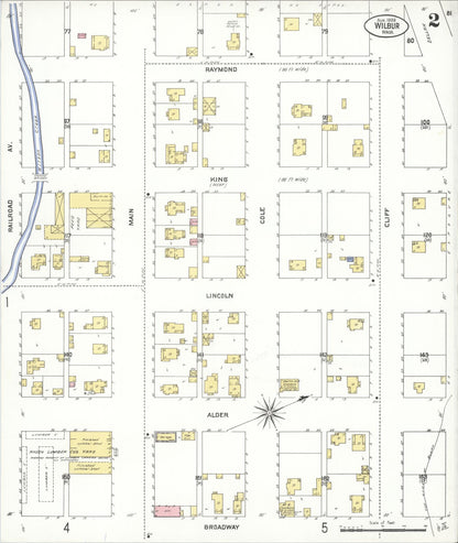 Sanborn Fire Insurance Map from Wilbur, Lincoln County, Washington (1909), Sheet #0002 - Complete Map Set gallery image, historic Sanborn map, vintage wall art, Washington Washington