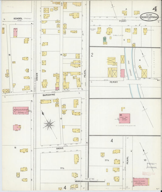 Sanborn Fire Insurance Map from Schuylerville, Saratoga County, New York (1904), Sheet #0004 - Historic Sanborn Fire Insurance Map Print, vintage old map wall art, antique decor, genealogy gift, New York New York map