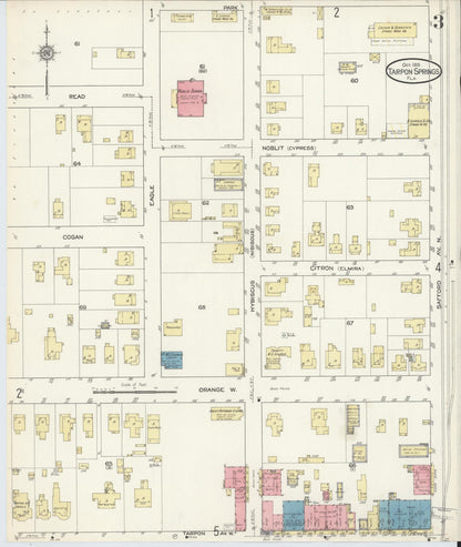 Sanborn Fire Insurance Map from Tarpon Springs, Pinellas County, Florida (1913), Sheet #0003 - Complete Map Set gallery image, historic Sanborn map, vintage wall art, Florida Florida
