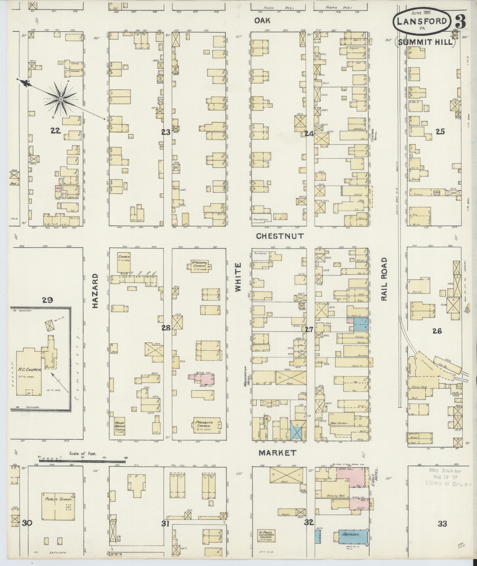 Sanborn Fire Insurance Map from Lansford, Carbon County, Pennsylvania (1891), Sheet #0003 - Complete Map Set gallery image, historic Sanborn map, vintage wall art, Pennsylvania Pennsylvania