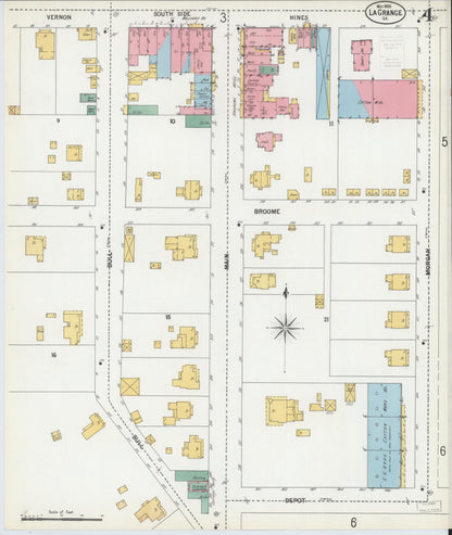 Sanborn Fire Insurance Map from La Grange, Troup County, Georgia (1900), Sheet #0004 - Complete Map Set gallery image, historic Sanborn map, vintage wall art, Georgia Georgia