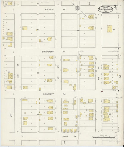 Sanborn Fire Insurance Map from Port Arthur, Jefferson County, Texas (1915), Sheet #0002 - Complete Map Set gallery image, historic Sanborn map, vintage wall art, Texas Texas