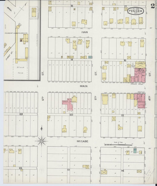 Sanborn Fire Insurance Map from Pender, Thurston County, Nebraska (1893), Sheet #0002 - Historic Sanborn Fire Insurance Map Print, vintage old map wall art, antique decor, genealogy gift, Nebraska Nebraska map