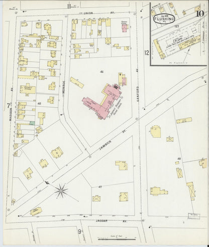 Sanborn Fire Insurance Map from Flushing, Queens County, New York (1897), Sheet #0010 - Complete Map Set gallery image, historic Sanborn map, vintage wall art, New York New York