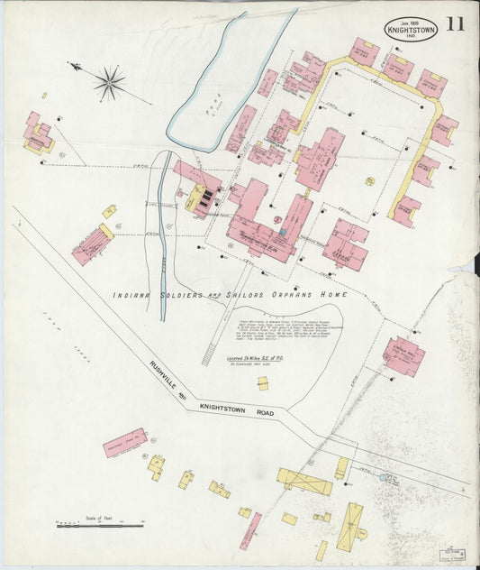 Sanborn Fire Insurance Map from Knightstown, Henry County, Indiana (1909), Sheet #0011 - Historic Sanborn Fire Insurance Map Print, vintage old map wall art, antique decor, genealogy gift, Indiana Indiana map