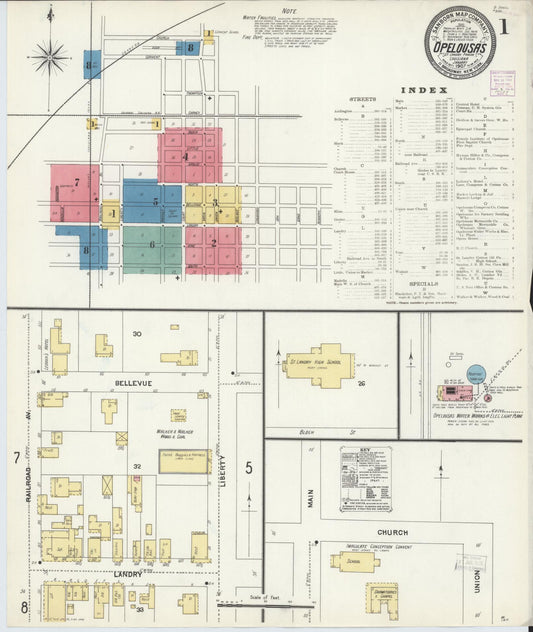 Sanborn Fire Insurance Map from Opelousas, Saint Landry Parish, Louisiana. (1907) – Historic Sanborn Fire Insurance Map Print