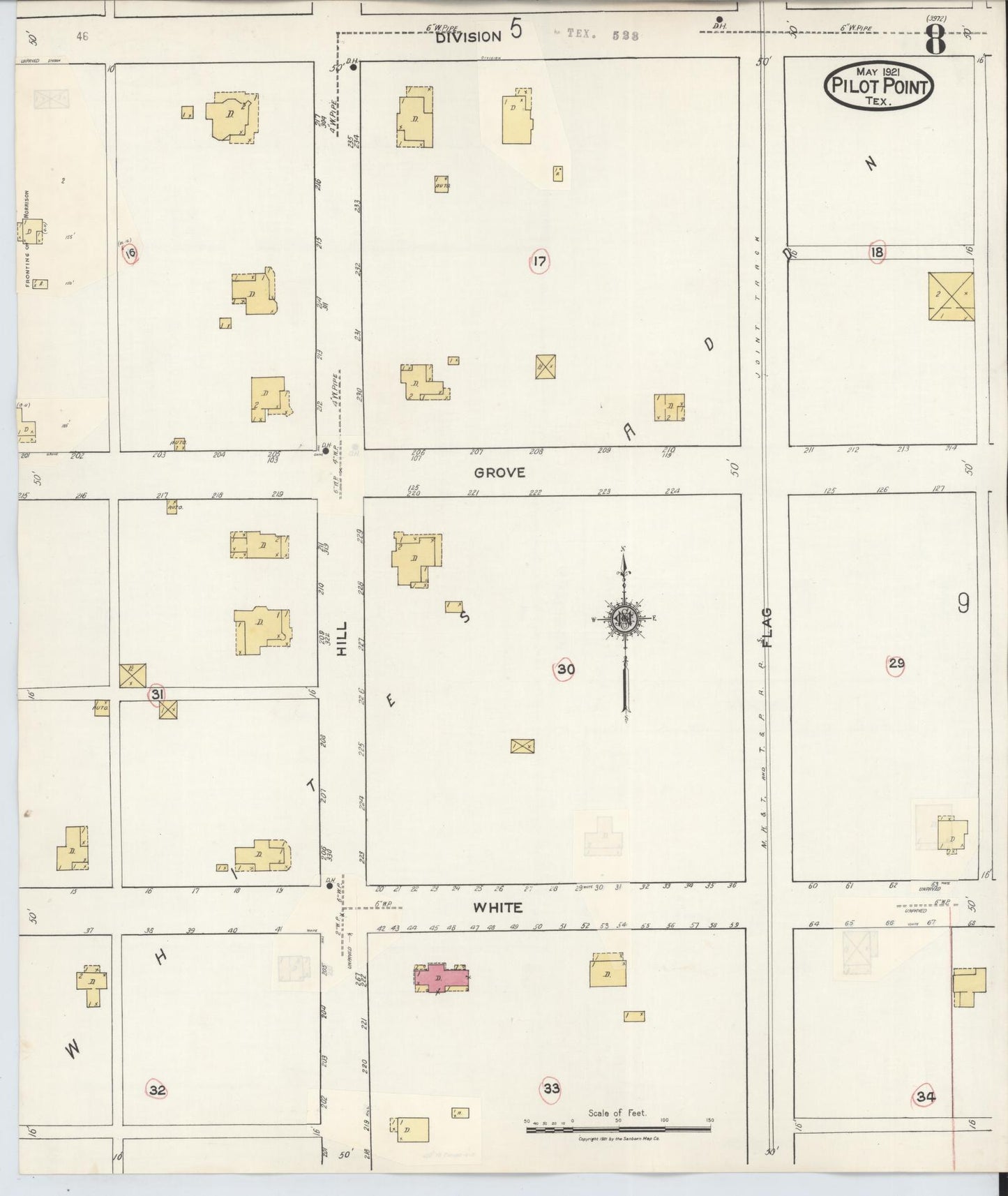 Sanborn Fire Insurance Map from Pilot Point, Denton County, Texas (1940), Sheet #0008 - Historic Sanborn Fire Insurance Map Print, vintage old map wall art, antique decor, genealogy gift, Texas Texas map