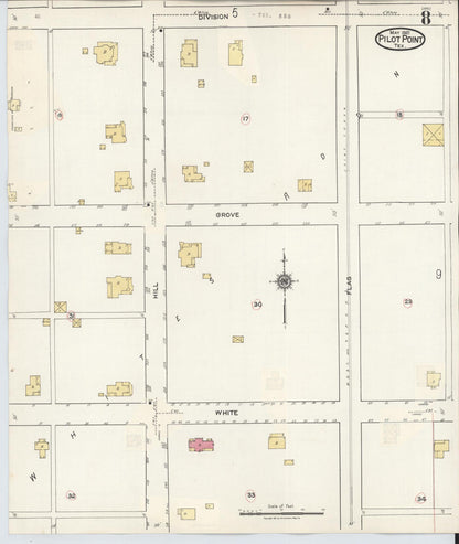 Sanborn Fire Insurance Map from Pilot Point, Denton County, Texas (1940), Sheet #0008 - Historic Sanborn Fire Insurance Map Print, vintage old map wall art, antique decor, genealogy gift, Texas Texas map