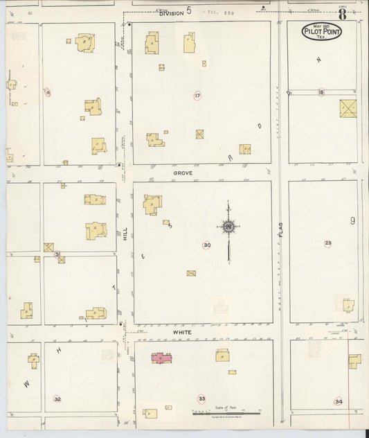 Sanborn Fire Insurance Map from Pilot Point, Denton County, Texas (1940), Sheet #0008 - Historic Sanborn Fire Insurance Map Print, vintage old map wall art, antique decor, genealogy gift, Texas Texas map