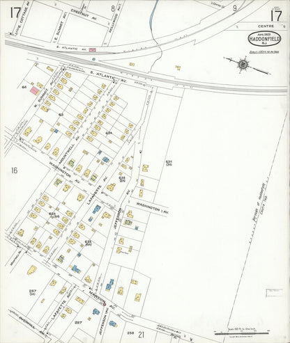 Sanborn Fire Insurance Map from Haddonfield, Camden County, New Jersey (1923), Sheet #0017 - Historic Sanborn Fire Insurance Map Print, vintage old map wall art, antique decor, genealogy gift, New Jersey New Jersey map