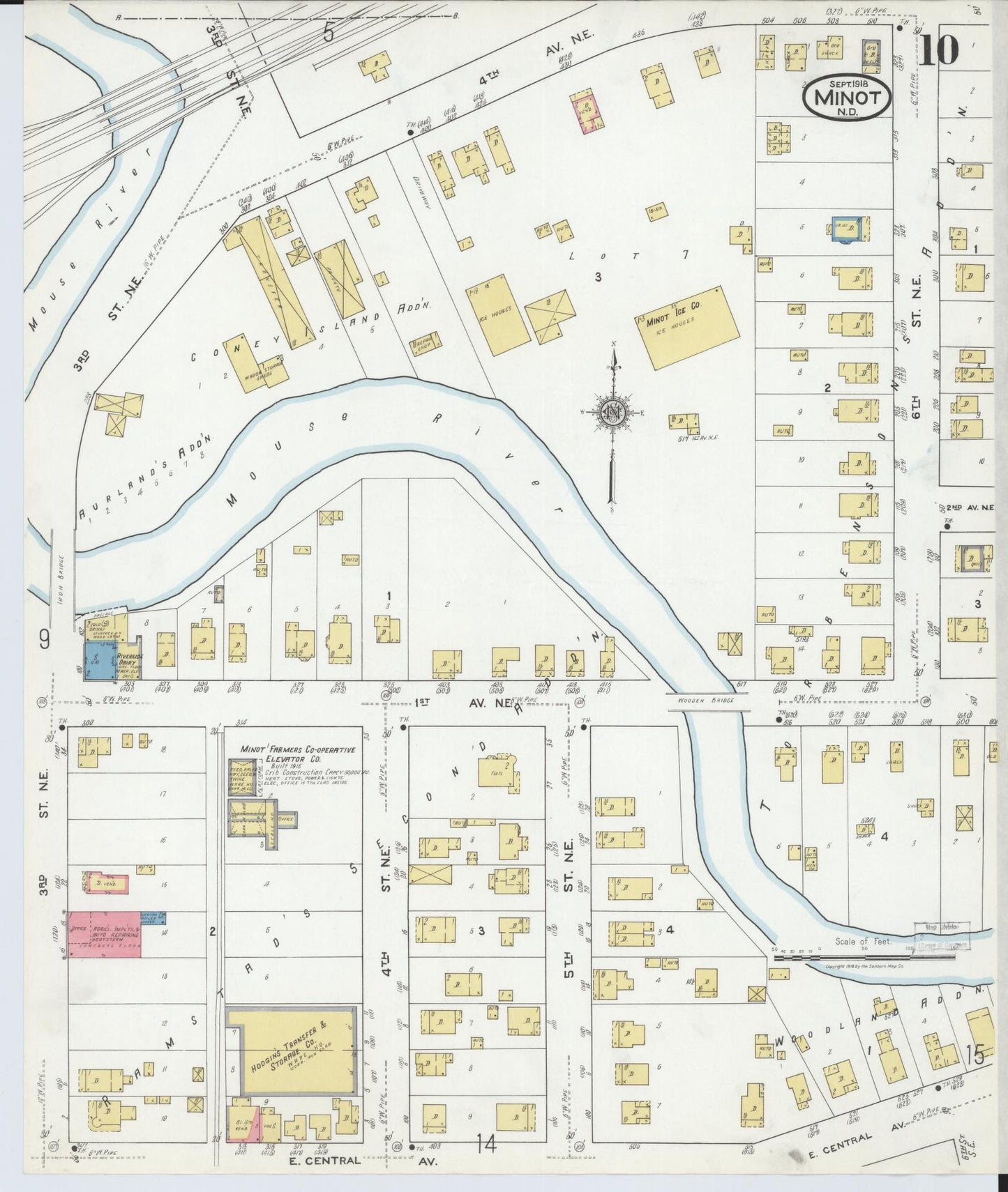 Sanborn Fire Insurance Map from Minot, Ward County, North Dakota (1918), Sheet #0010 - Complete Map Set gallery image, historic Sanborn map, vintage wall art, North Dakota North Dakota