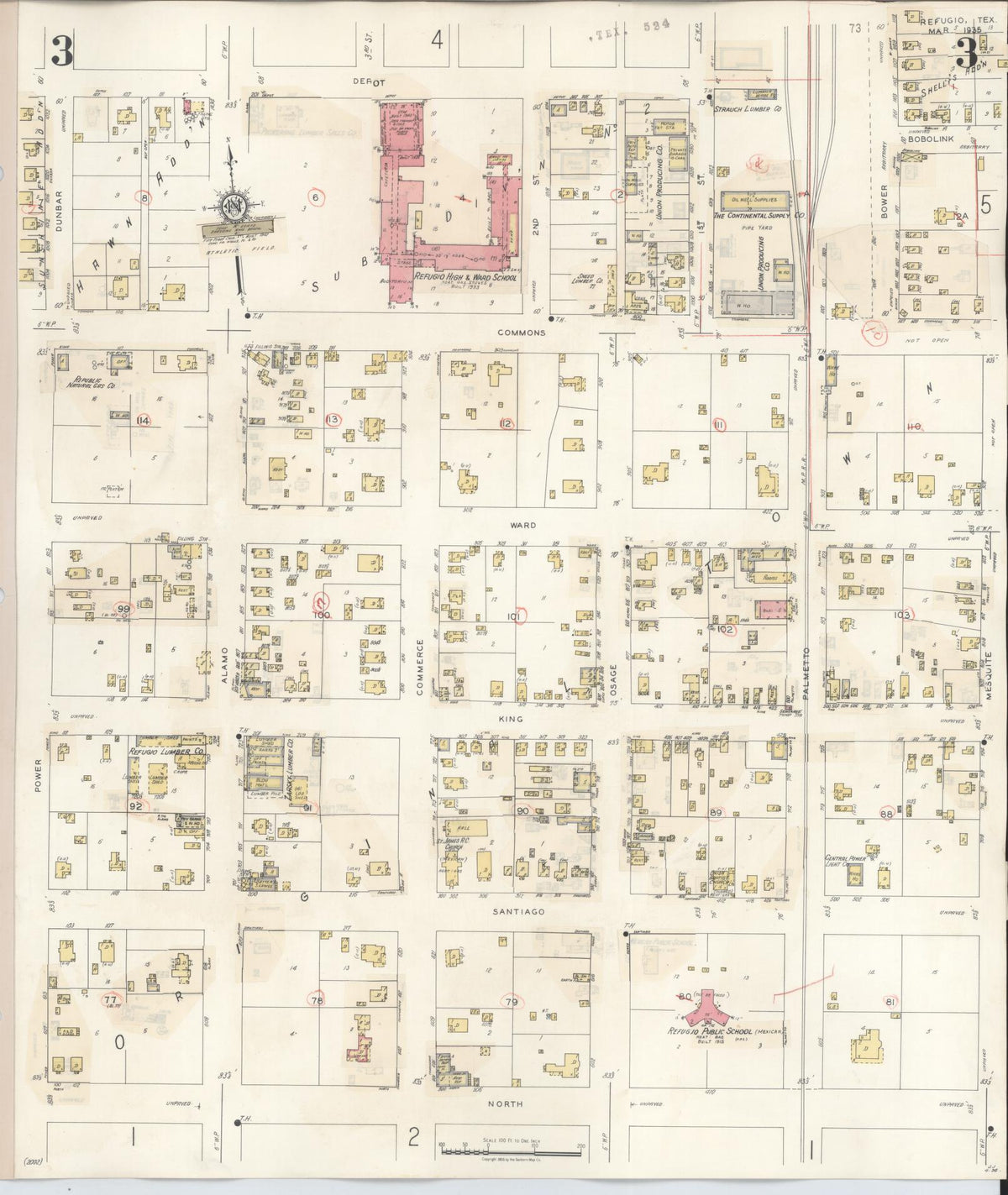 Sanborn Fire Insurance Map from Refugio, Refugio County, Texas (1942), Sheet #0003 - Complete Map Set gallery image, historic Sanborn map, vintage wall art, Texas Texas