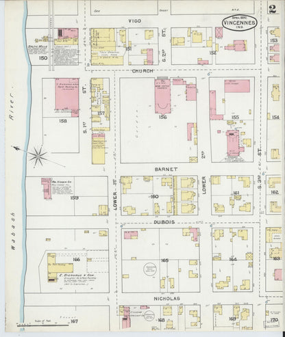 Sanborn Fire Insurance Map from Vincennes, Knox County, Indiana (1892), Sheet #0002 - Complete Map Set gallery image, historic Sanborn map, vintage wall art, Indiana Indiana