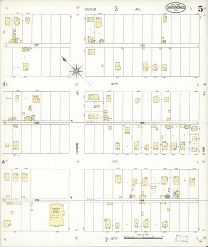 Sanborn Fire Insurance Map from Santa Monica, Los Angeles County, California (1909), Sheet #0005 - Complete Map Set gallery image, historic Sanborn map, vintage wall art, California California