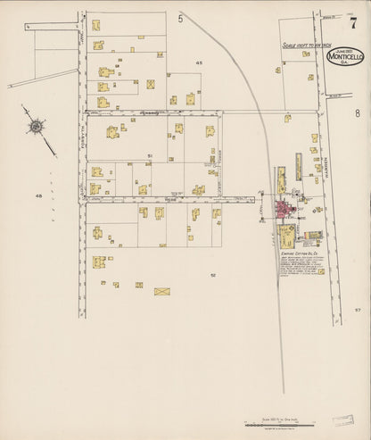 Sanborn Fire Insurance Map from Monticello, Jasper County, Georgia (1921), Sheet #0007 - Complete Map Set gallery image, historic Sanborn map, vintage wall art, Georgia Georgia
