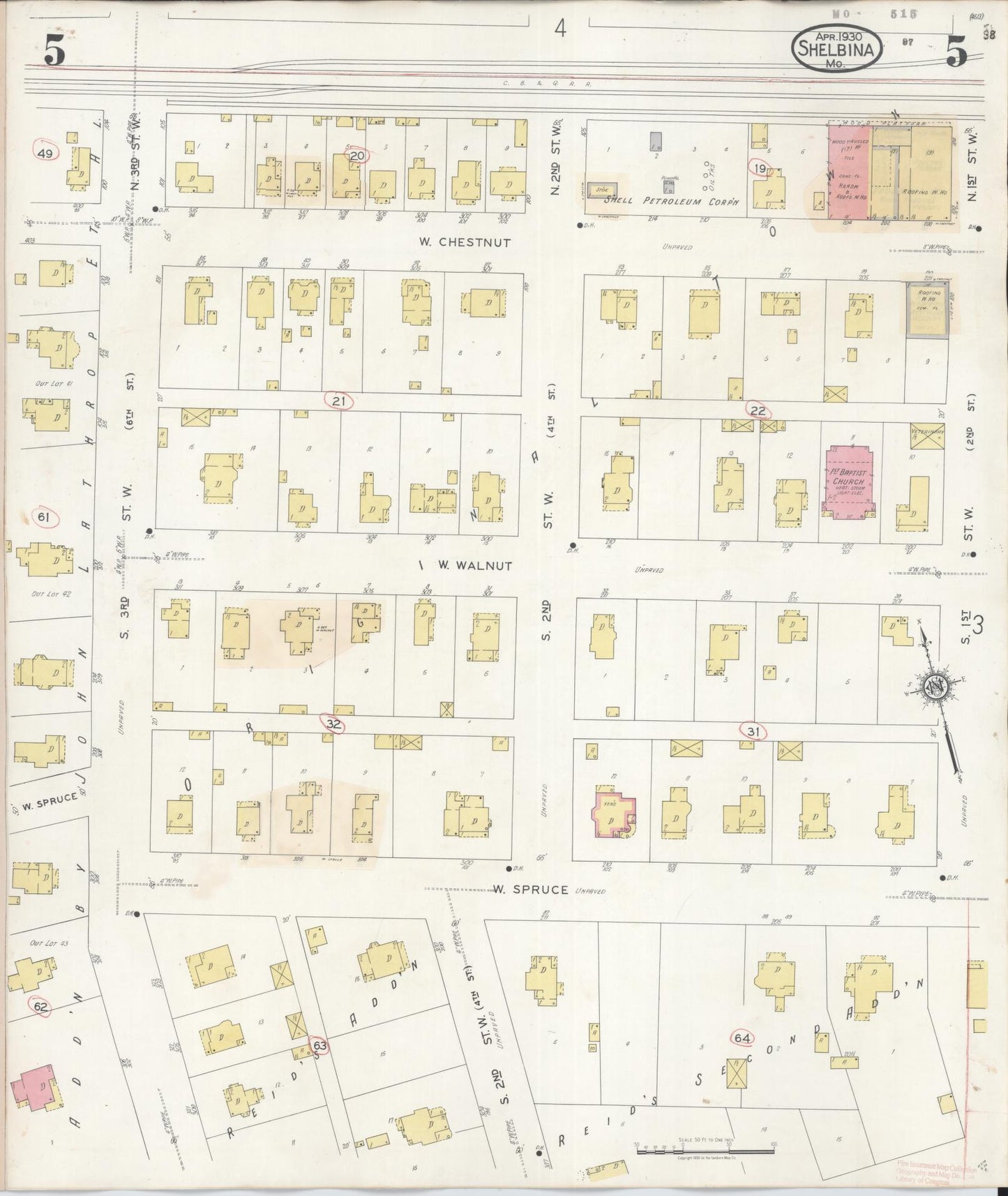 Sanborn Fire Insurance Map from Shelbina, Shelby County, Missouri (1943), Sheet #0005 - Complete Map Set gallery image, historic Sanborn map, vintage wall art, Missouri Missouri