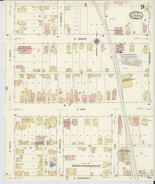 Sanborn Fire Insurance Map from Eaton, Preble County, Ohio (1911), Sheet #0009 - Historic Sanborn Fire Insurance Map Print, vintage old map wall art, antique decor, genealogy gift, Ohio Ohio map