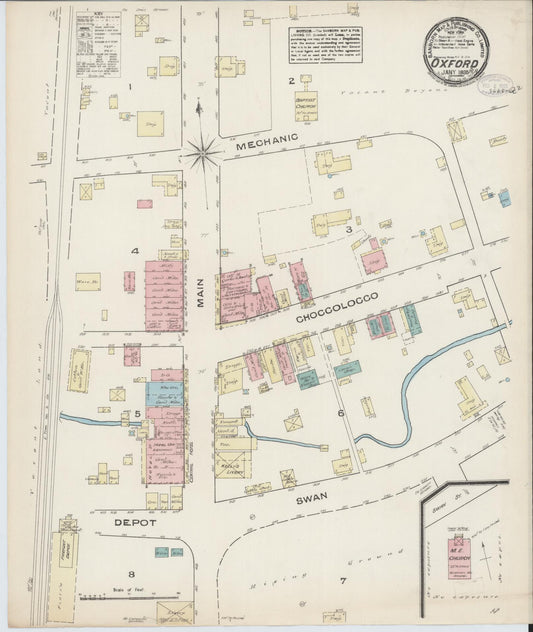 Sanborn Fire Insurance Map from Oxford, Calhoun County, Alabama (1885), Sheet #0001 - Historic Sanborn Fire Insurance Map Print, vintage old map wall art, antique decor, genealogy gift, Alabama Alabama map