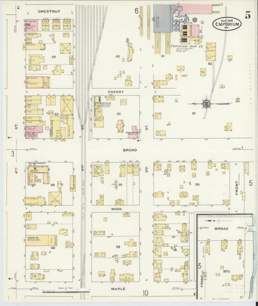 Sanborn Fire Insurance Map from Emporium, Cameron County, Pennsylvania (1909), Sheet #0005 - Historic Sanborn Fire Insurance Map Print, vintage old map wall art, antique decor, genealogy gift, Pennsylvania Pennsylvania map
