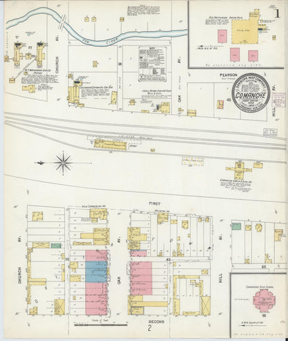 Sanborn Fire Insurance Map from Comanche, Stephens County, Oklahoma (1904), Sheet #0001 - Complete Map Set gallery image, historic Sanborn map, vintage wall art, Oklahoma Oklahoma