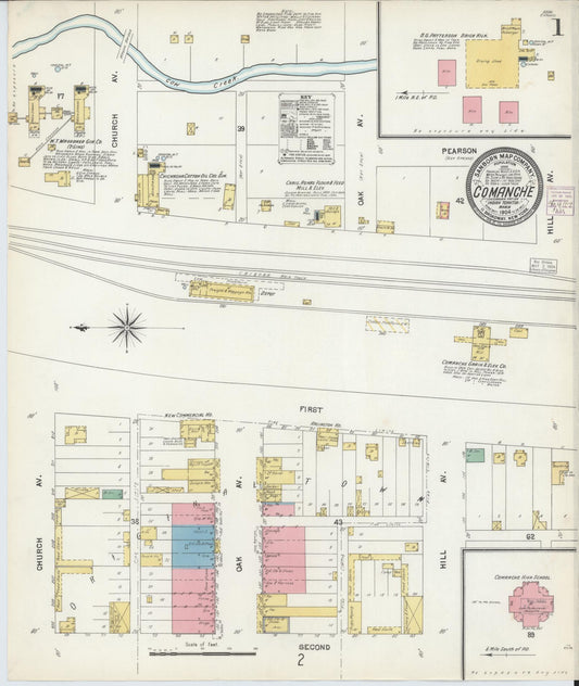 Sanborn Fire Insurance Map from Comanche, Stephens County, Oklahoma (1904), Sheet #0001 - Complete Map Set gallery image, historic Sanborn map, vintage wall art, Oklahoma Oklahoma