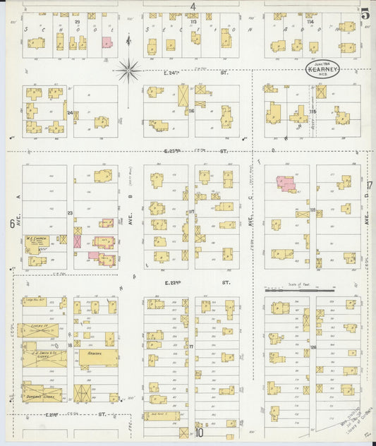 Sanborn Fire Insurance Map from Kearney, Buffalo County, Nebraska (1904), Sheet #0005 - Historic Sanborn Fire Insurance Map Print, vintage old map wall art, antique decor, genealogy gift, Nebraska Nebraska map