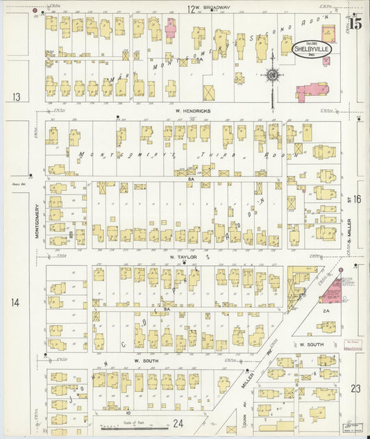Sanborn Fire Insurance Map from Shelbyville, Shelby County, Indiana (1910), Sheet #0015 - Historic Sanborn Fire Insurance Map Print, vintage old map wall art, antique decor, genealogy gift, Indiana Indiana map