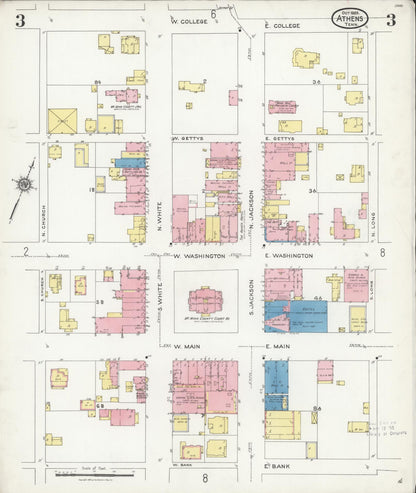 Sanborn Fire Insurance Map from Athens, McMinn County, Tennessee (1925), Sheet #0003 - Complete Map Set gallery image, historic Sanborn map, vintage wall art, Tennessee Tennessee