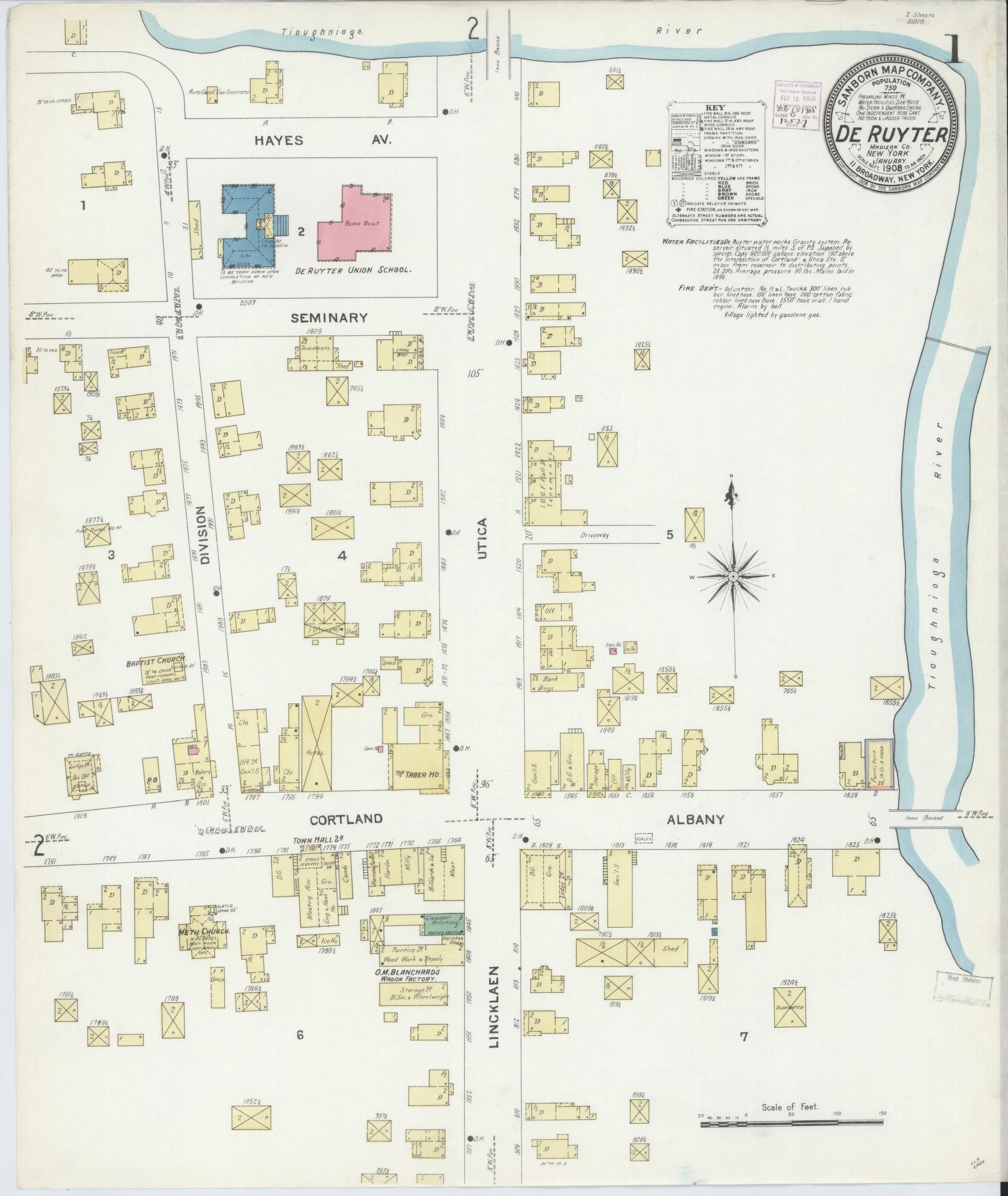Sanborn Fire Insurance Map from De Ruyter, Madison County, New York. (1908) – Historic Sanborn Fire Insurance Map Print