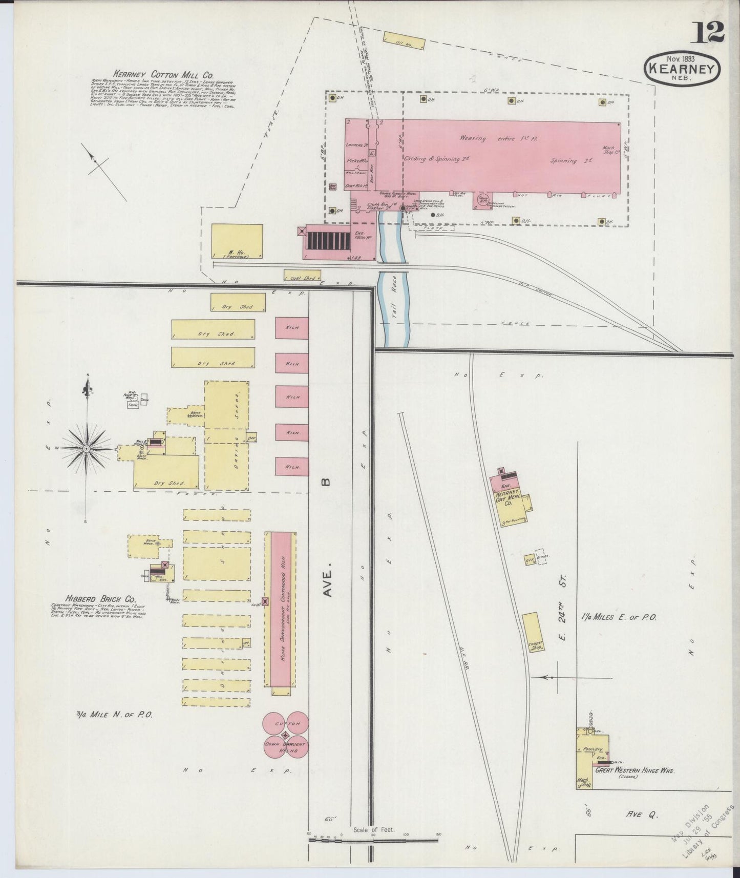 Sanborn Fire Insurance Map from Kearney, Buffalo County, Nebraska (1893), Sheet #0012 - Historic Sanborn Fire Insurance Map Print, vintage old map wall art, antique decor, genealogy gift, Nebraska Nebraska map