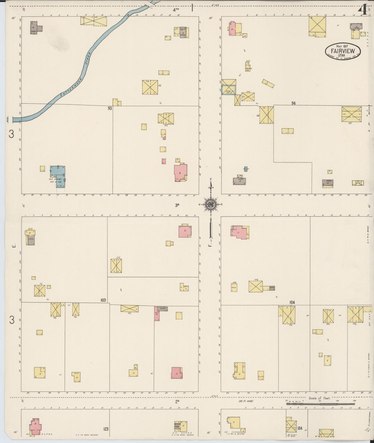 Sanborn Fire Insurance Map from Fairview, Sanpete County, Utah (1917), Sheet #0004 - Complete Map Set gallery image, historic Sanborn map, vintage wall art, Utah Utah