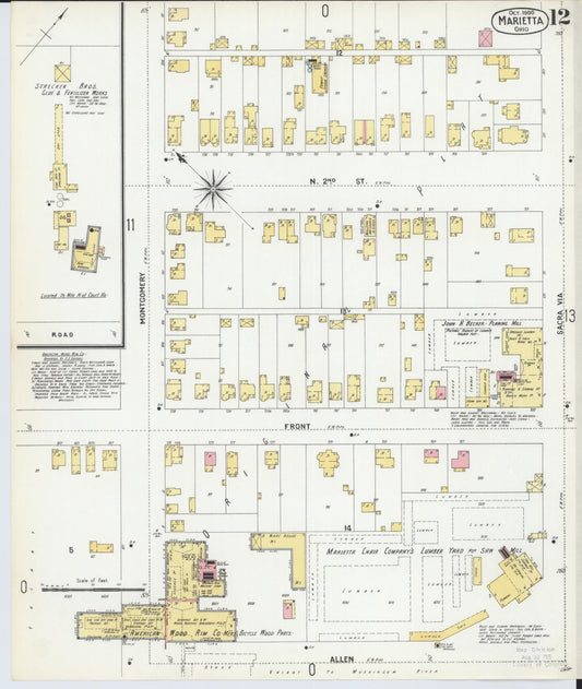 Sanborn Fire Insurance Map from Marietta, Washington County, Ohio (1900), Sheet #0012 - Historic Sanborn Fire Insurance Map Print, vintage old map wall art, antique decor, genealogy gift, Ohio Ohio map