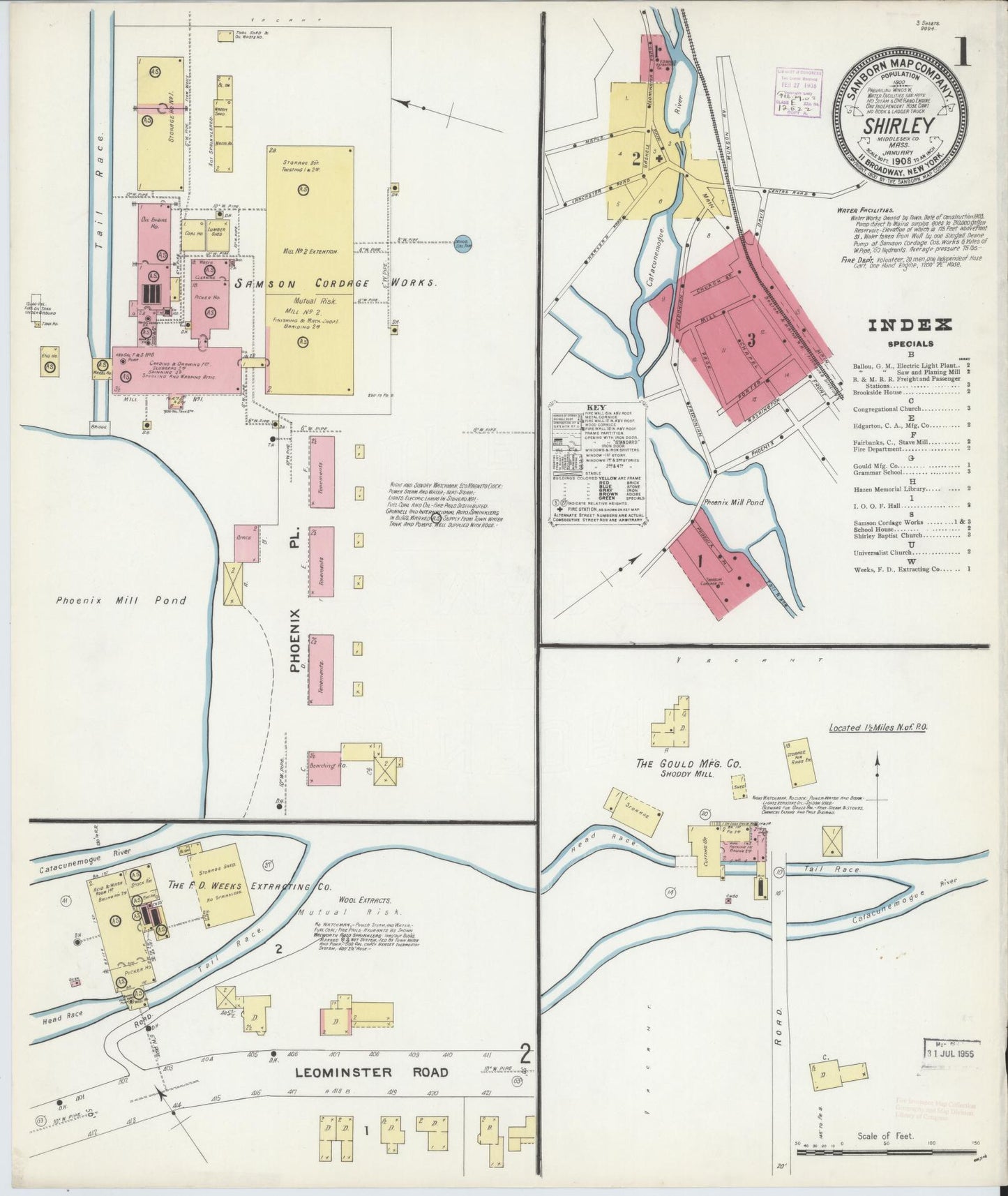 Sanborn Fire Insurance Map from Shirley, Middlesex County, Massachusetts. (1908) – Historic Sanborn Fire Insurance Map Print