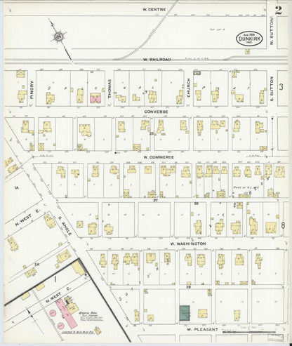 Sanborn Fire Insurance Map from Dunkirk, Jay And Blackford Counties, Indiana (1909), Sheet #0002 - Complete Map Set gallery image, historic Sanborn map, vintage wall art, Indiana Indiana
