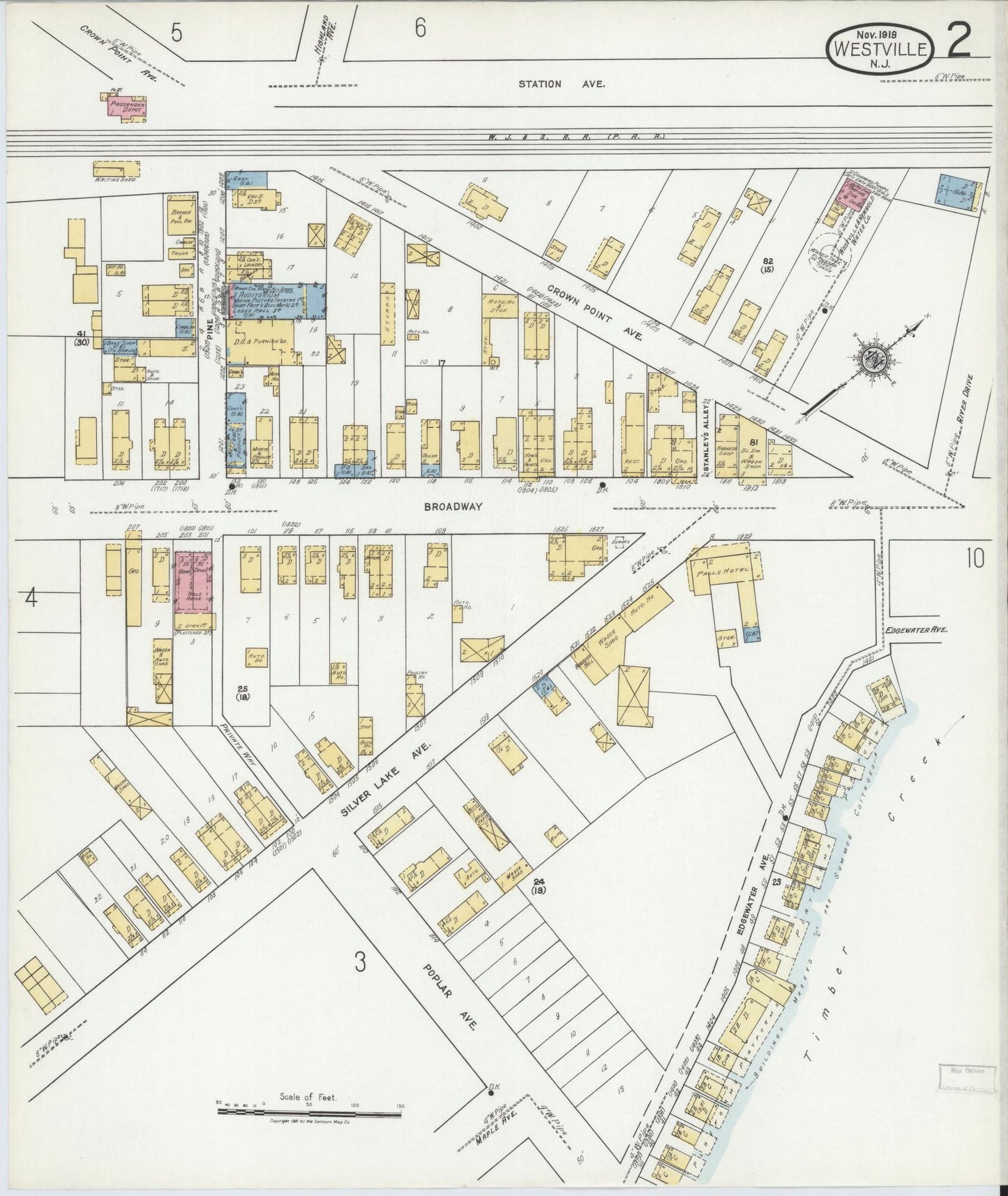 Sanborn Fire Insurance Map from Westville, Gloucester County, New Jersey (1919), Sheet #0002 - Complete Map Set gallery image, historic Sanborn map, vintage wall art, New Jersey New Jersey
