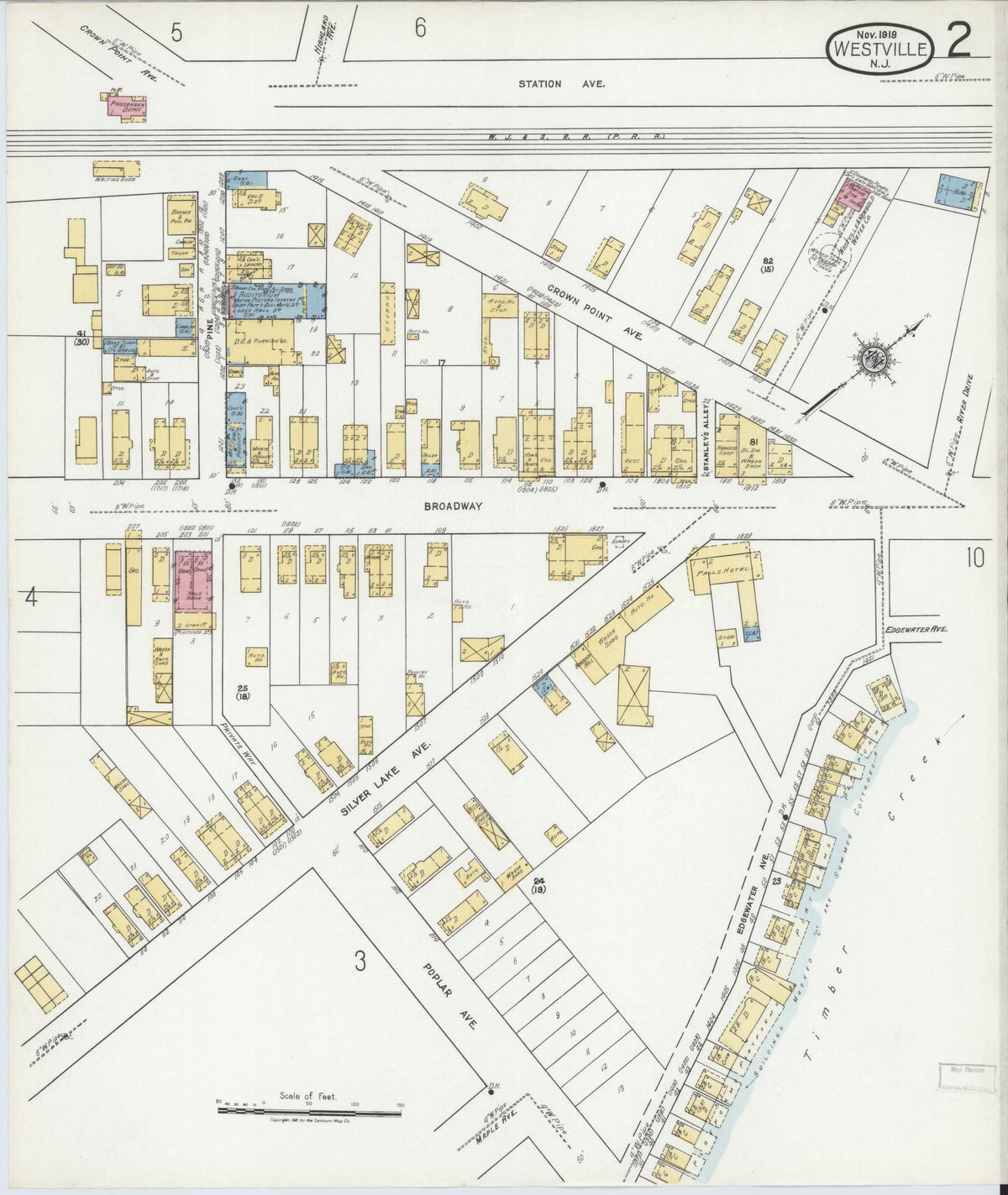 Sanborn Fire Insurance Map from Westville, Gloucester County, New Jersey (1919), Sheet #0002 - Complete Map Set gallery image, historic Sanborn map, vintage wall art, New Jersey New Jersey