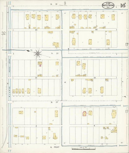 Sanborn Fire Insurance Map from North Yakima, Yakima County, Washington (1905), Sheet #0016 - Complete Map Set gallery image, historic Sanborn map, vintage wall art, Washington Washington